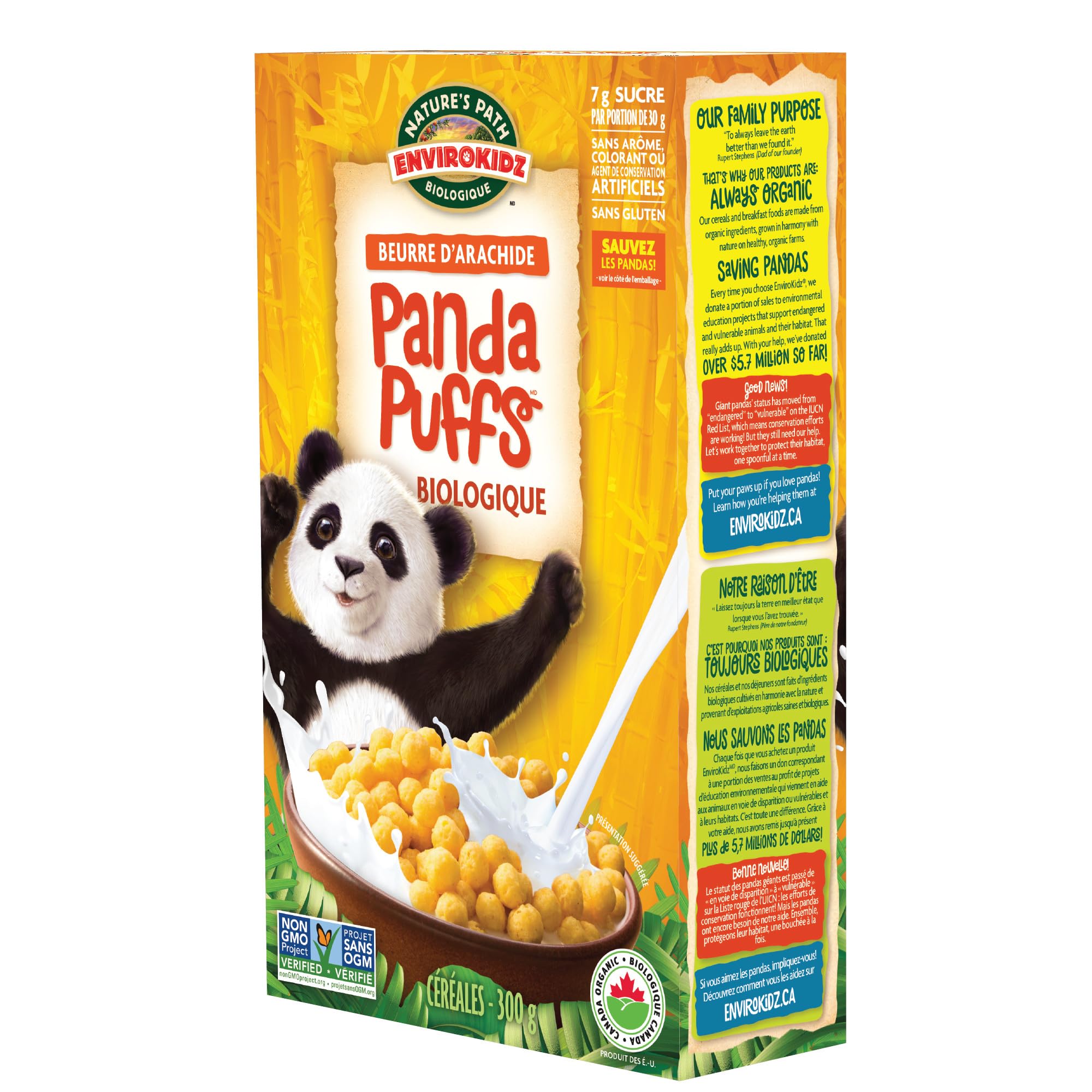 EnviroKidz Panda Puffs vegan friendly seal on packaging.