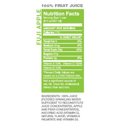 Envy Sparkling Fuji Apple label close-up shows natural ingredients and no added sugar