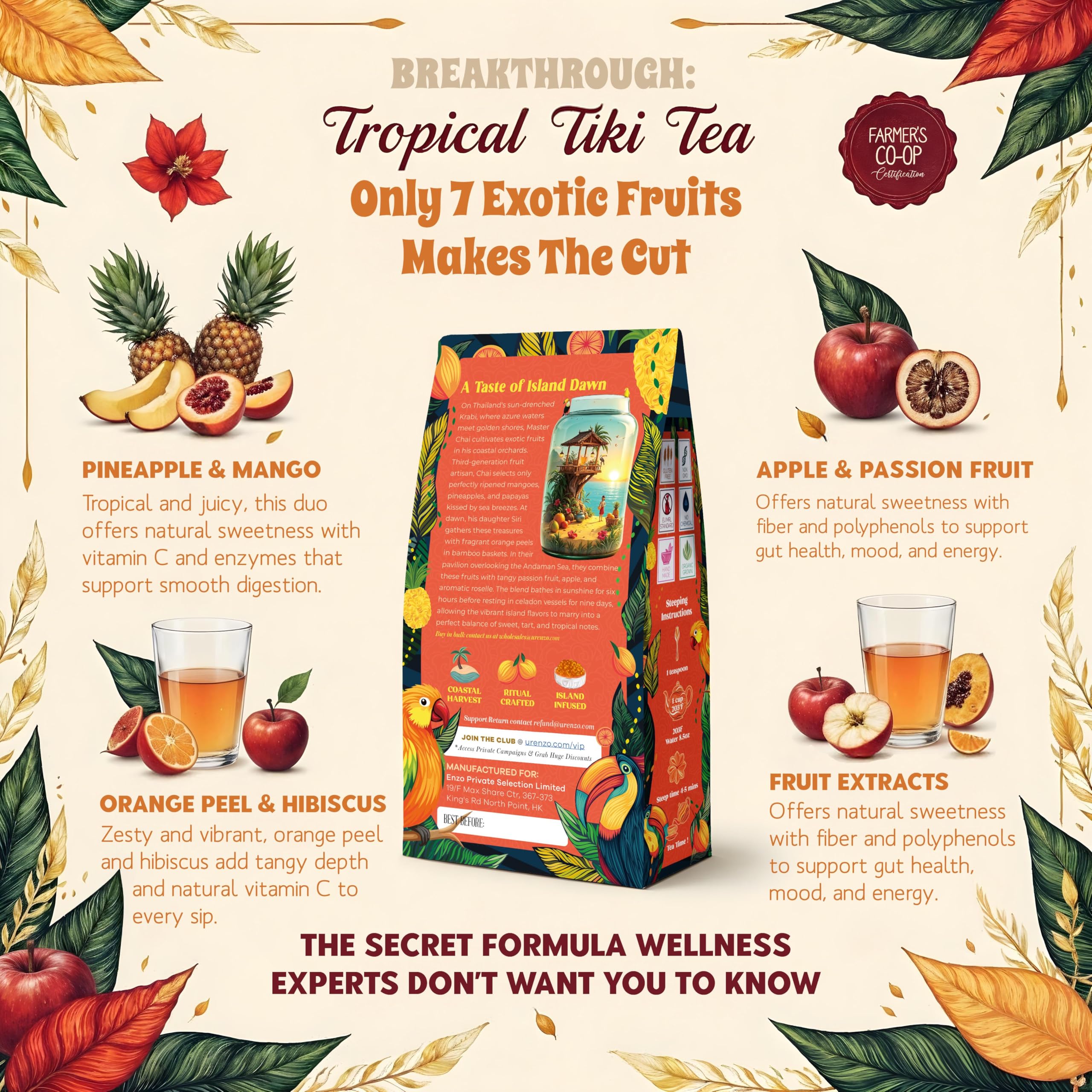 Close-up of dried mango pieces in Enzo's Master Reserve for bold tropical flavor.