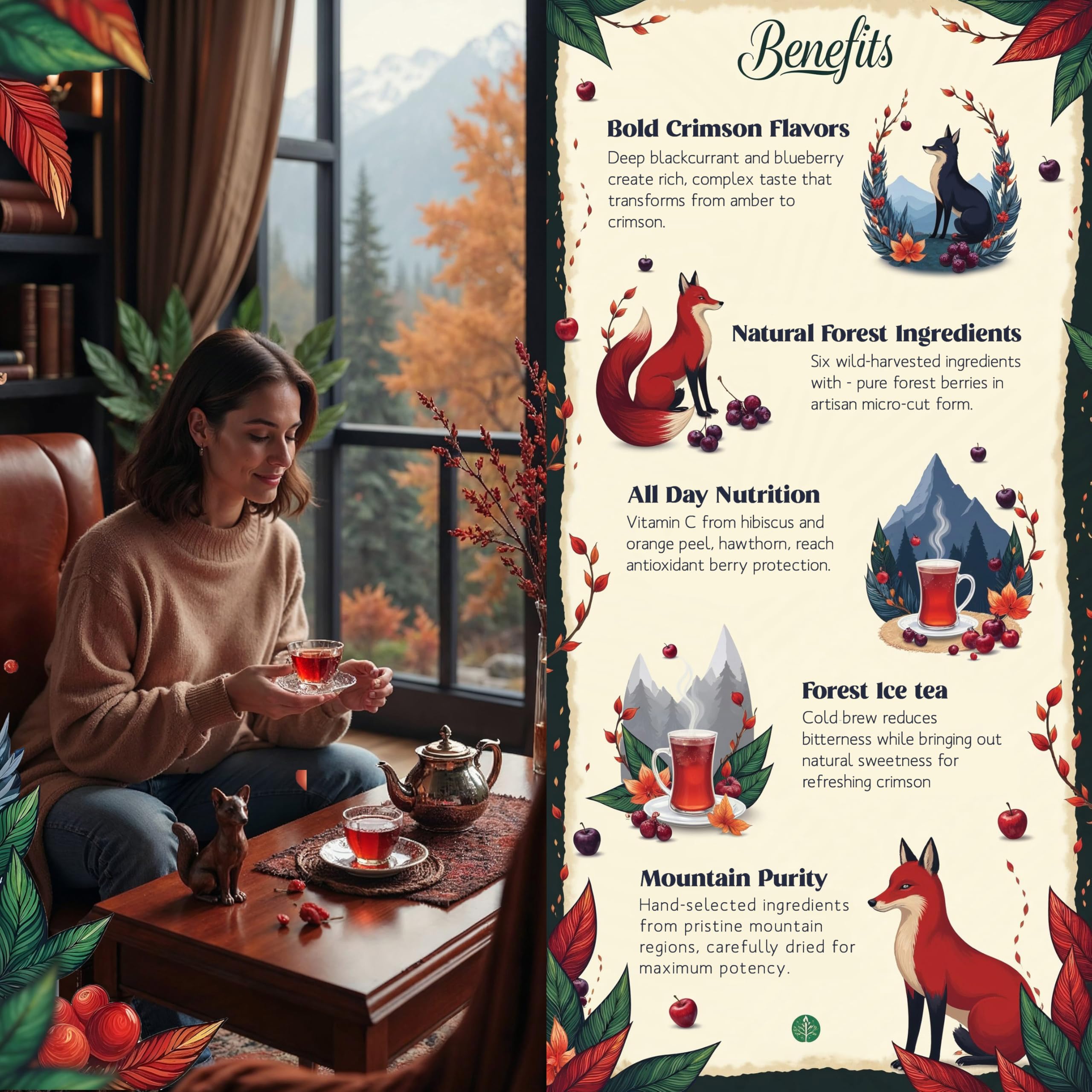 Enzo's Crimson Harvest packaging conveys autumn treasure and thoughtful gift-ready presentation.