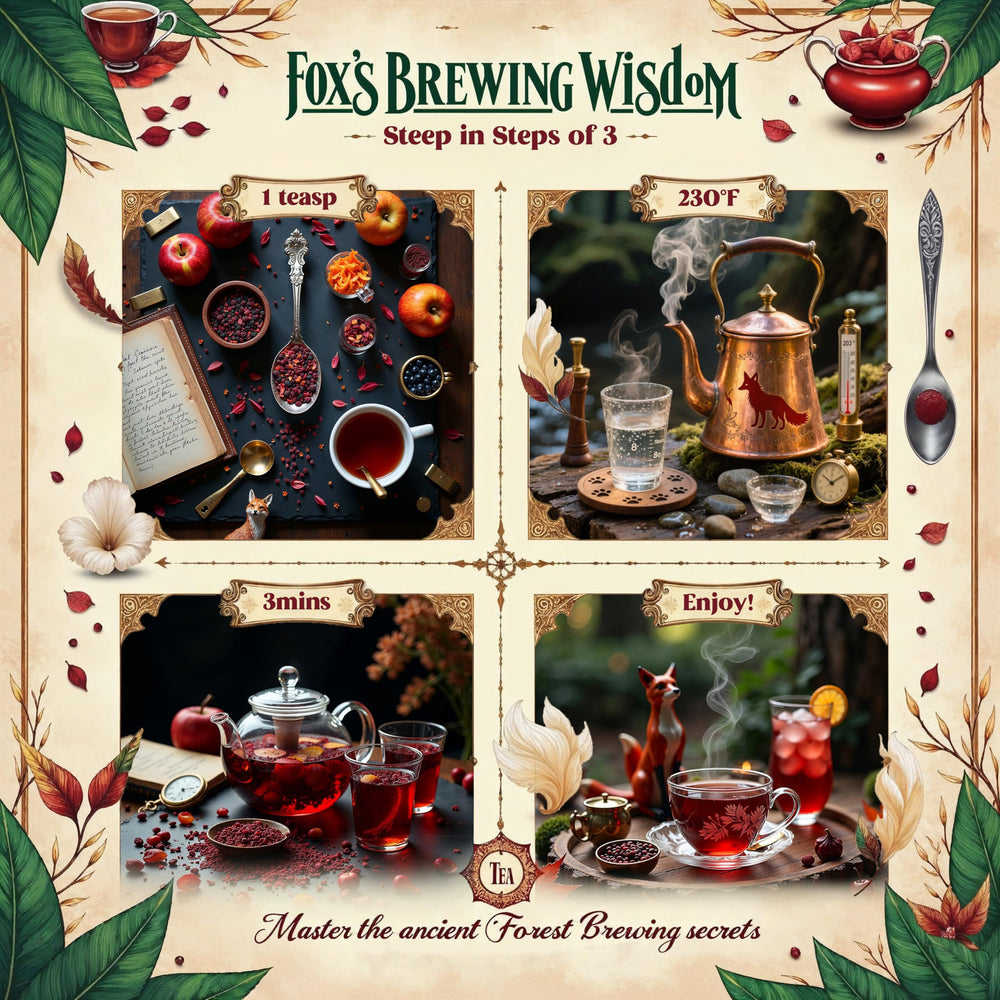 Enzo's Crimson Harvest steeping glass captures the rich amber hue after infusion.