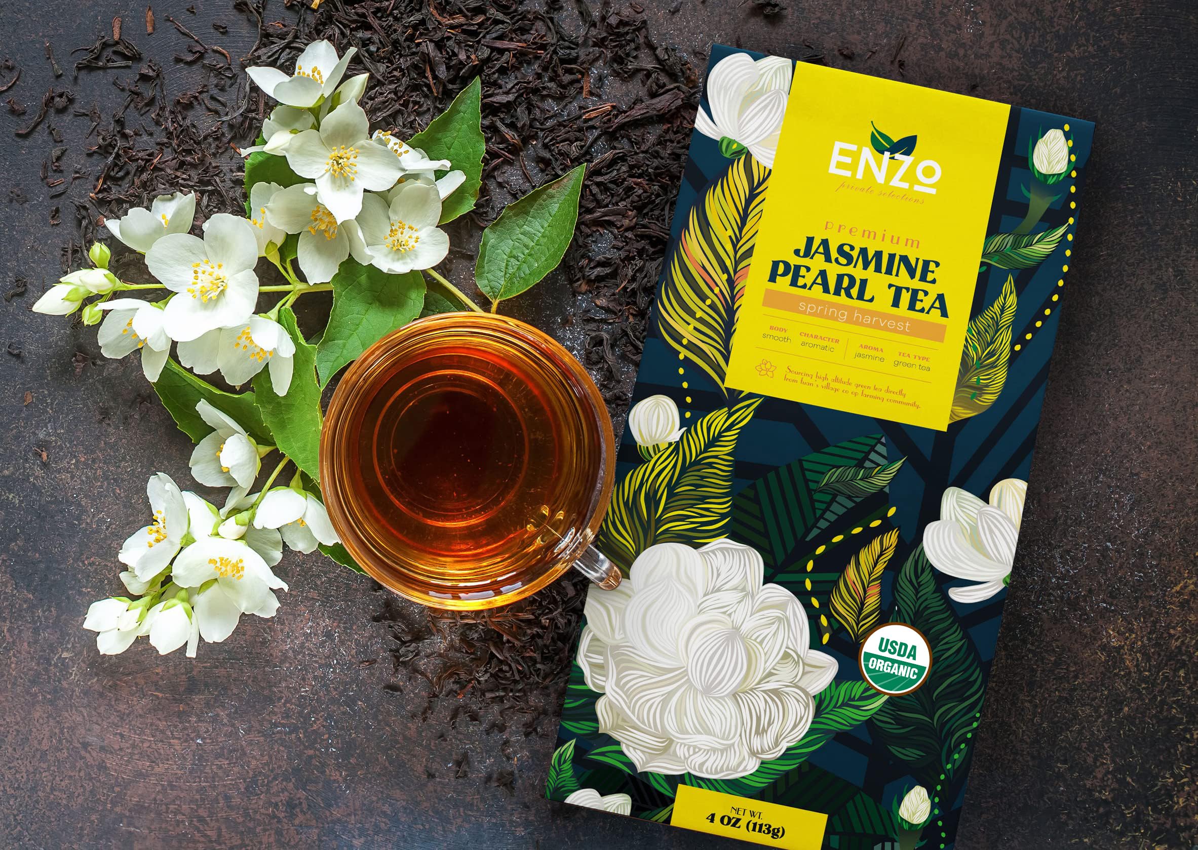 Enzo's Private Selection 4oz Jasmine Tea Packaging keeps freshness and aroma
