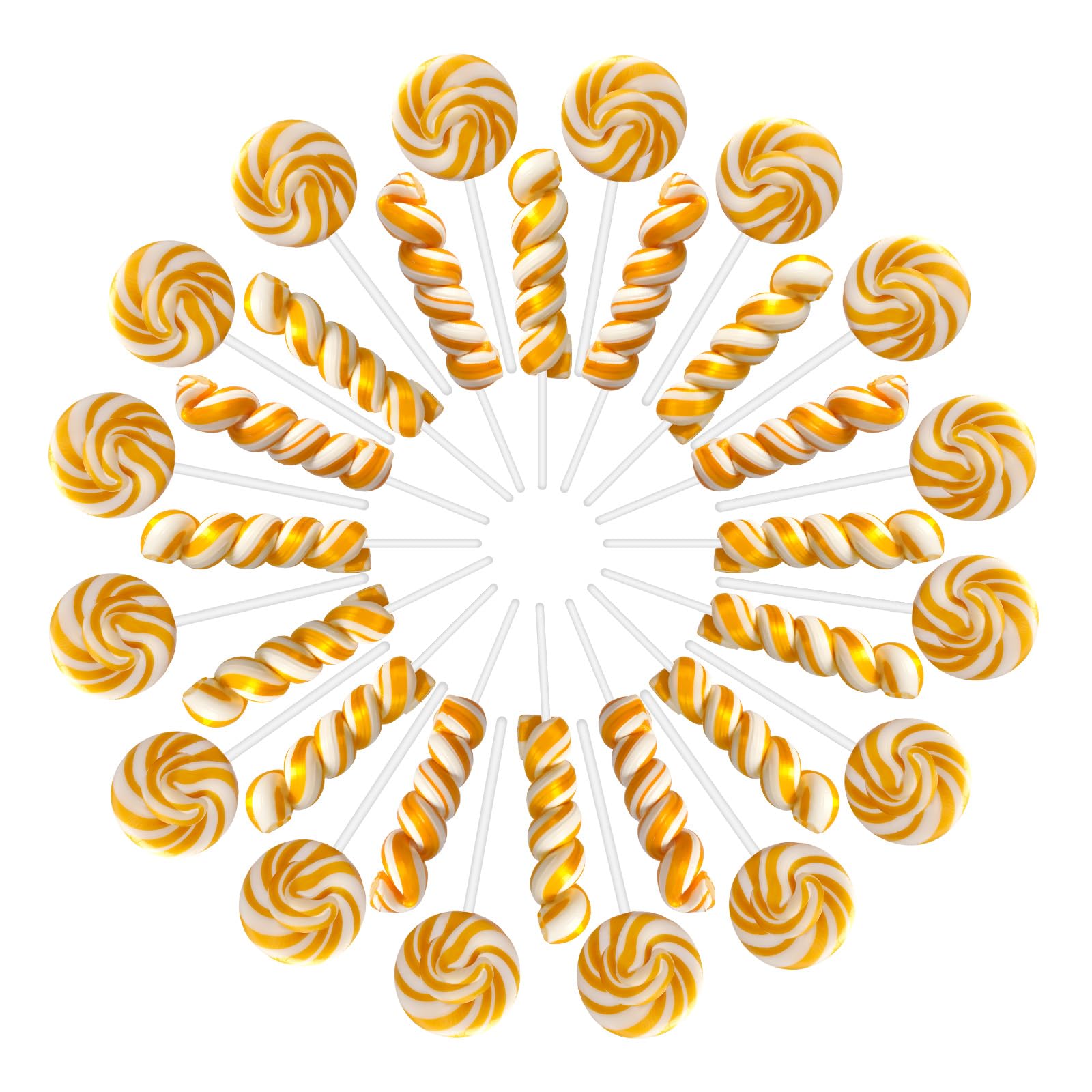 EORA gold-white twist lollipops pack, ideal for party favors and cake decorating.