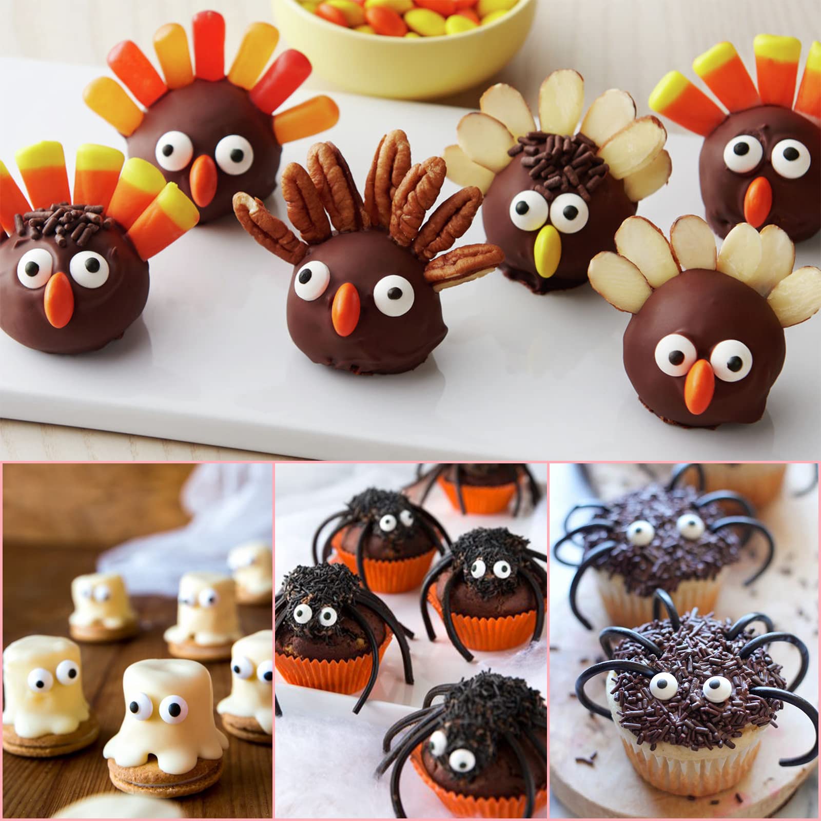 EPHVODI edible eyes on cupcakes and cake pops for playful character accents.