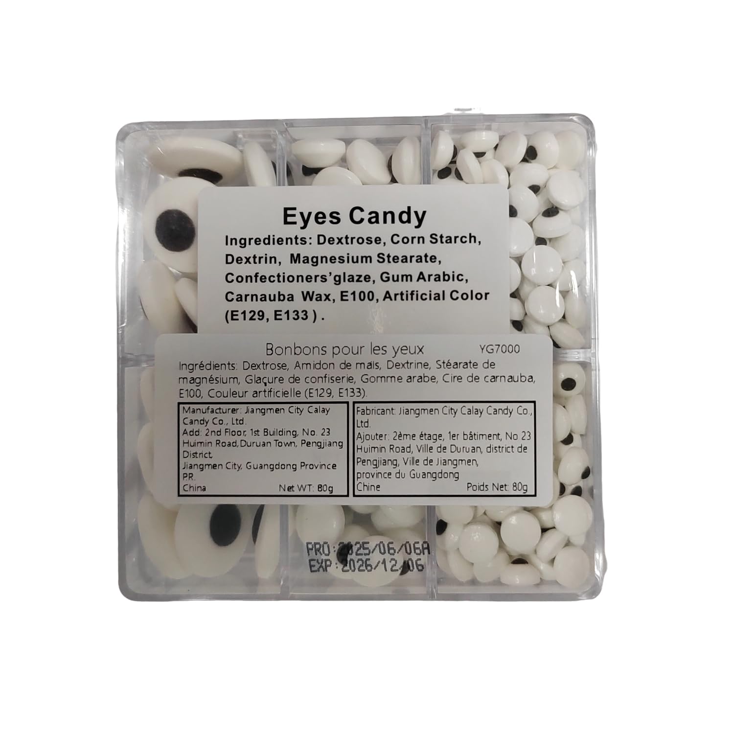 EPHVODI edible eyes packaging shows dates and ensures long shelf life.