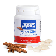 Epic 100% xylitol cinnamon gum pack for fresh breath and daily oral care.