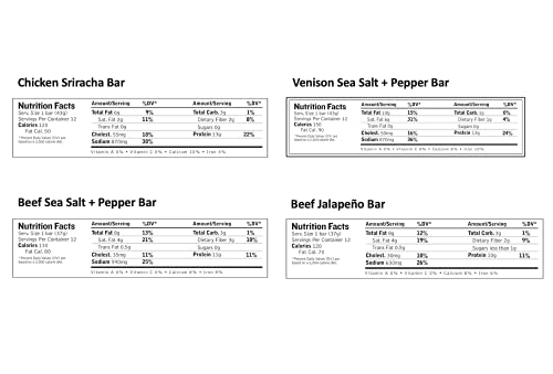 Epic Bars beef sea salt pepper close-up; savory bite for travel.