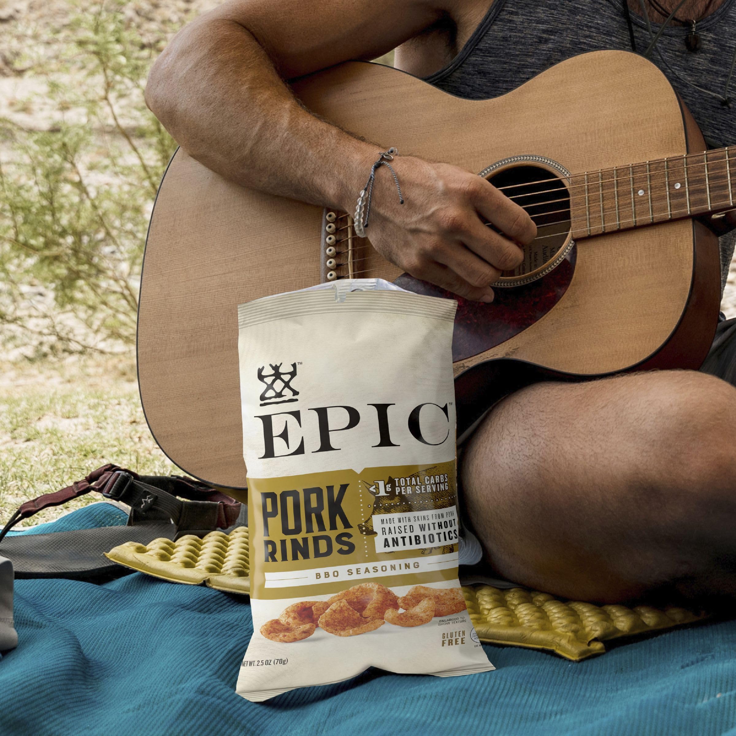 EPIC BBQ Seasoning Pork Rinds poured into a bowl versatile snack.