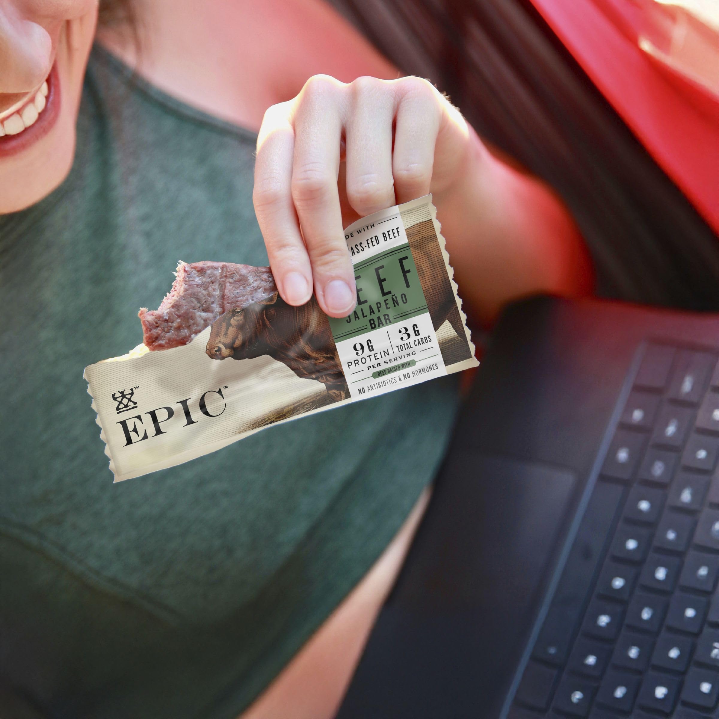 Epic Beef Jalapeno Bar gluten free label emphasizes allergy friendly snack