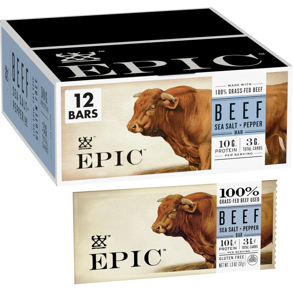 EPIC Beef Sea Salt Pepper bars pack provides on-the-go protein for busy days.