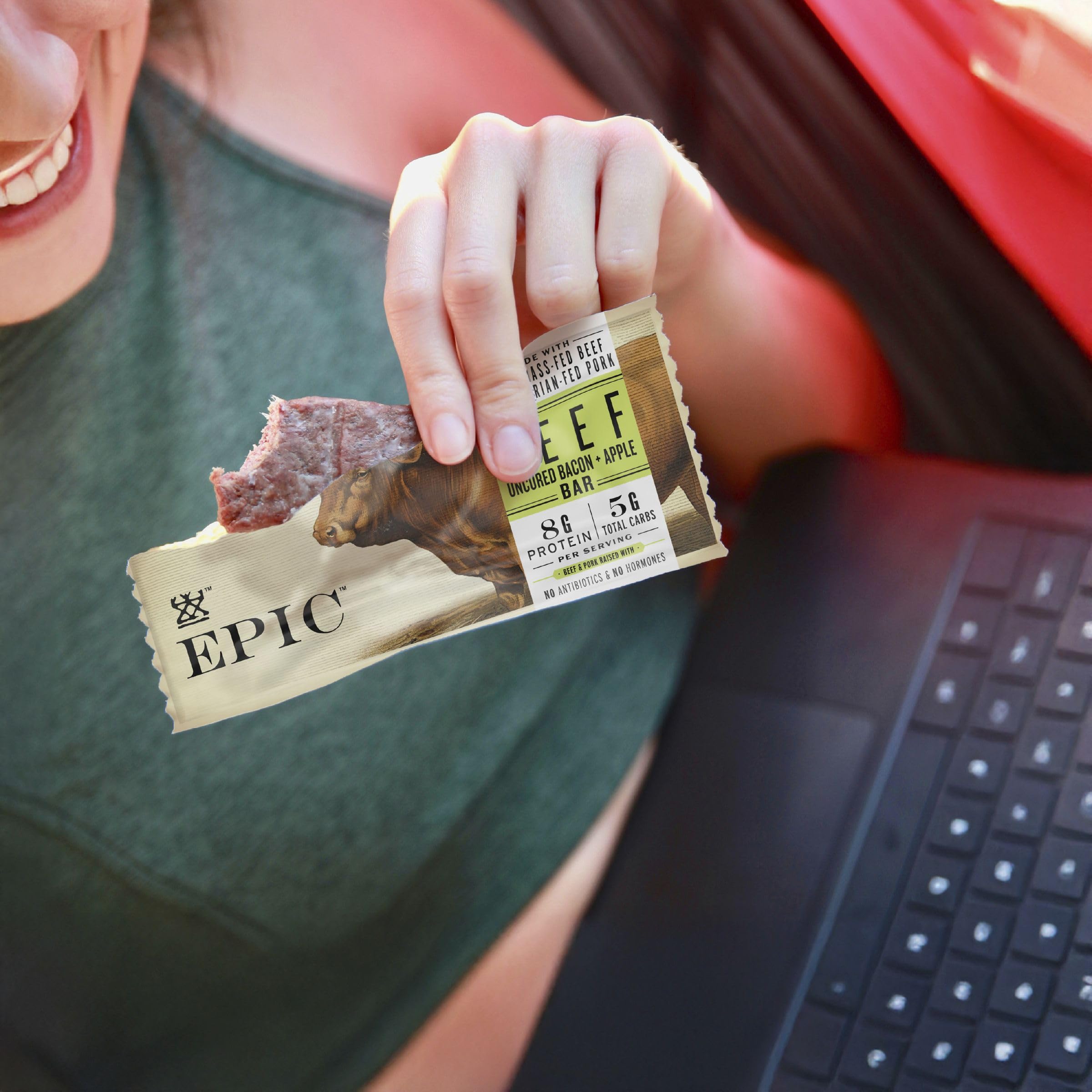 EPIC bar with Whole30 and Paleo friendly logos for compliant snacking.