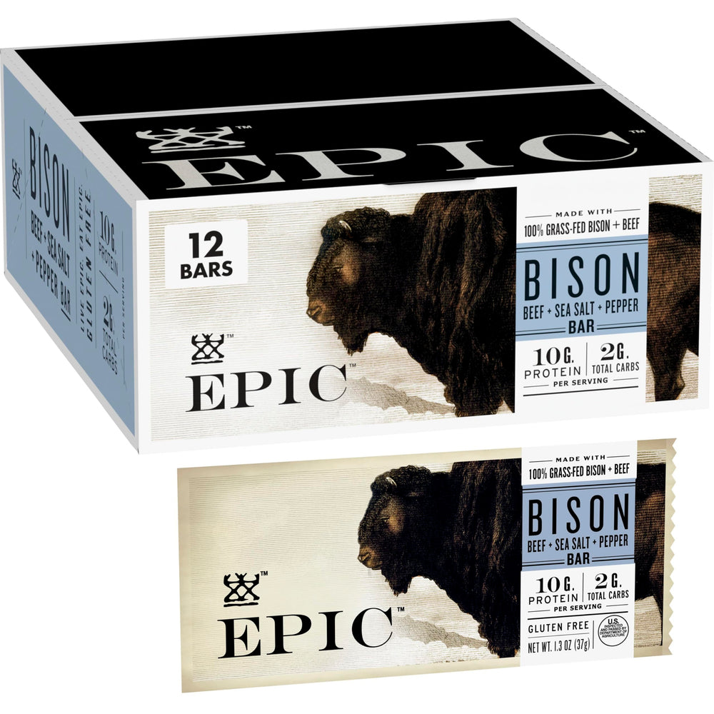 EPIC bison beef sea salt pepper bar pack for savory on-the-go protein.