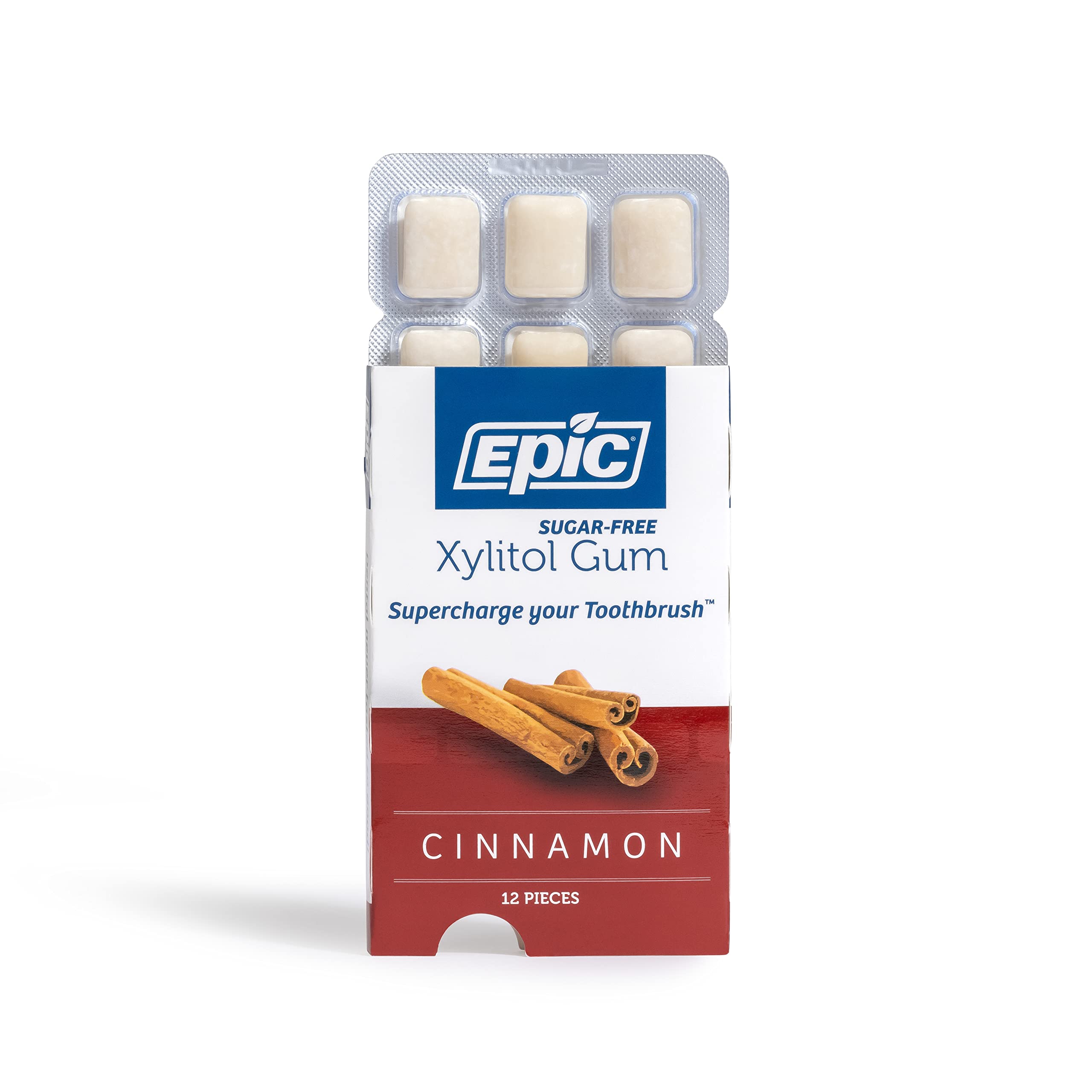 Epic Cinnamon Xylitol Gum lifestyle shot highlighting vegan, non-GMO.