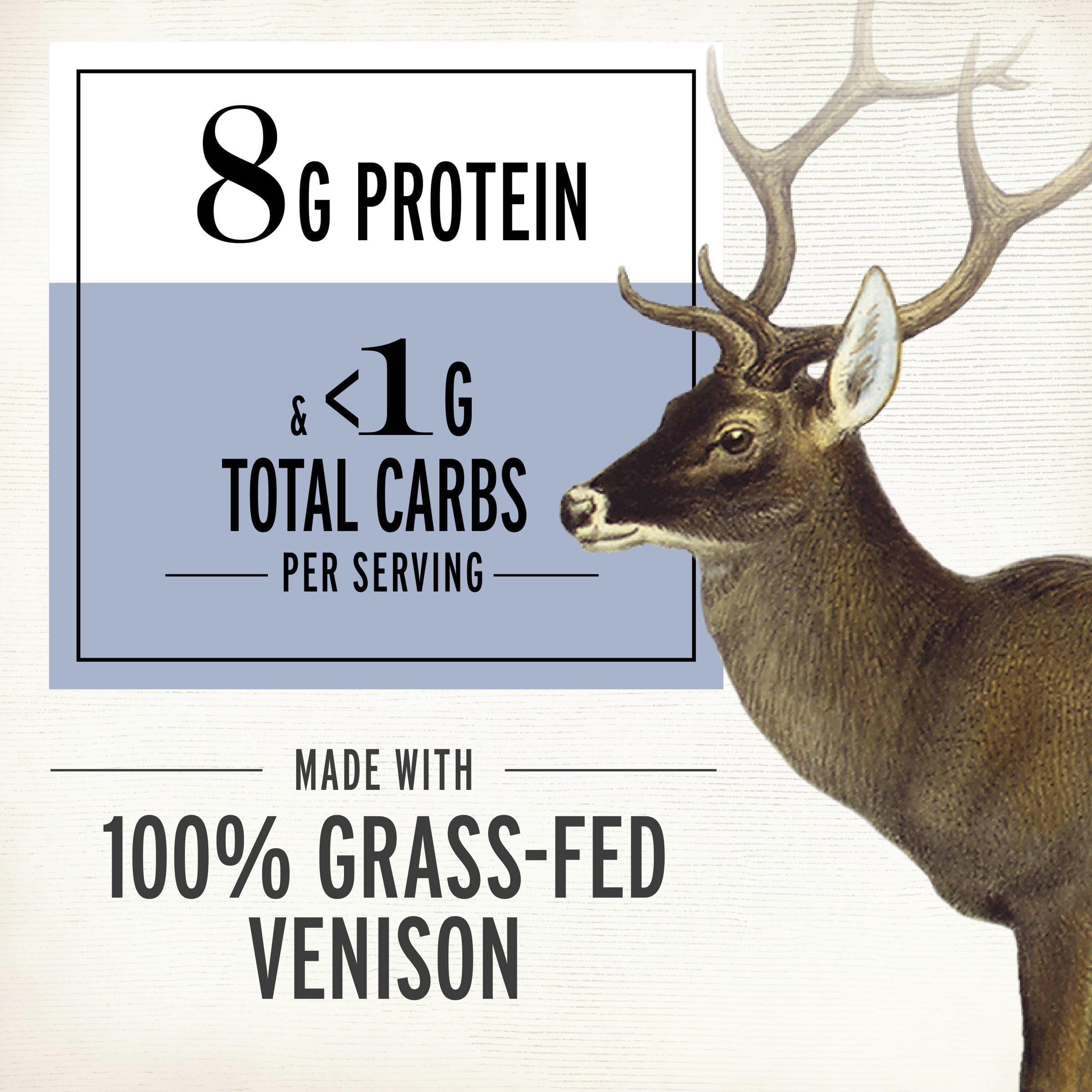 EPIC Grass-fed Venison-Beef Snack showing eight grams of protein.