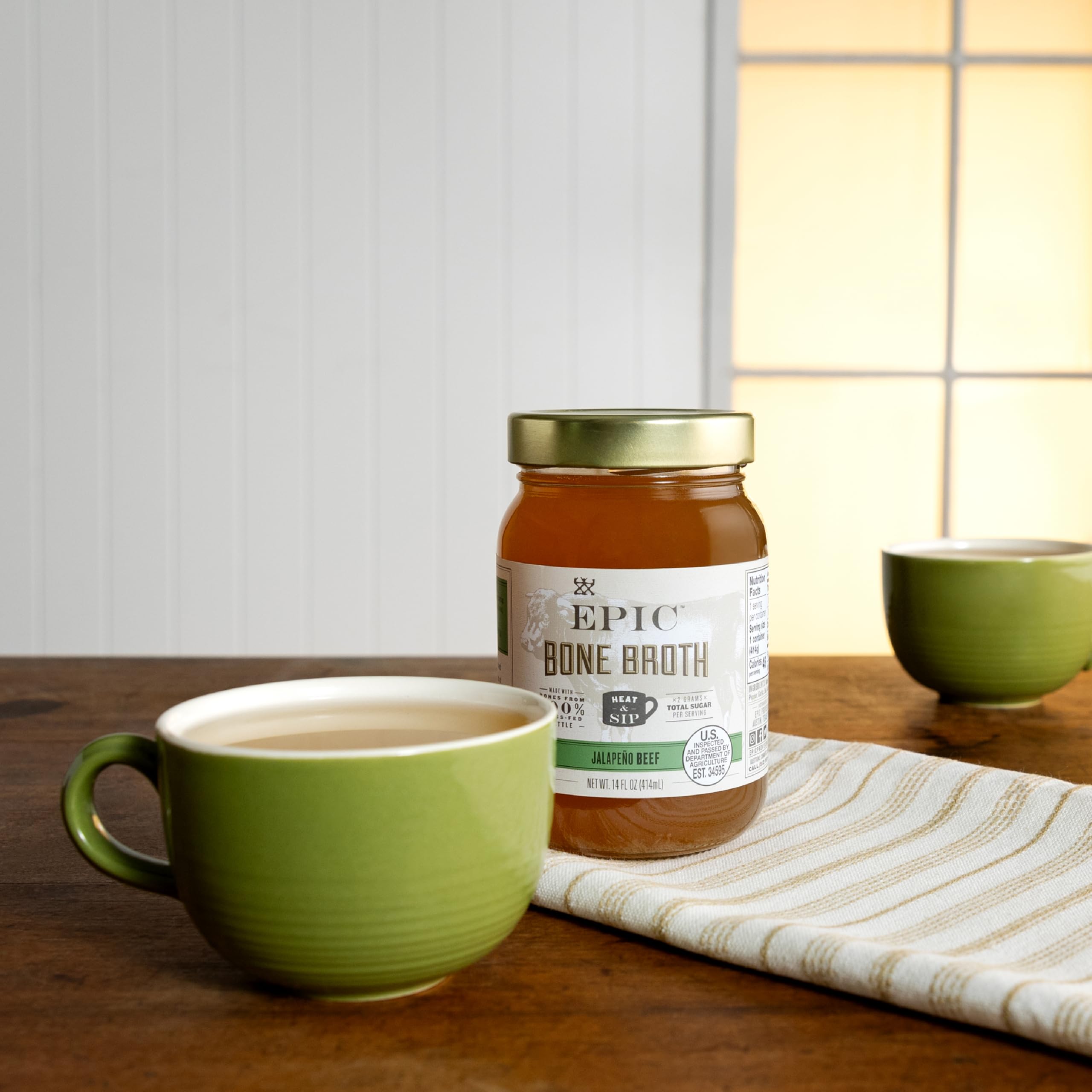 Epic Keto and Paleo friendly bone broth supports low-carb cooking.