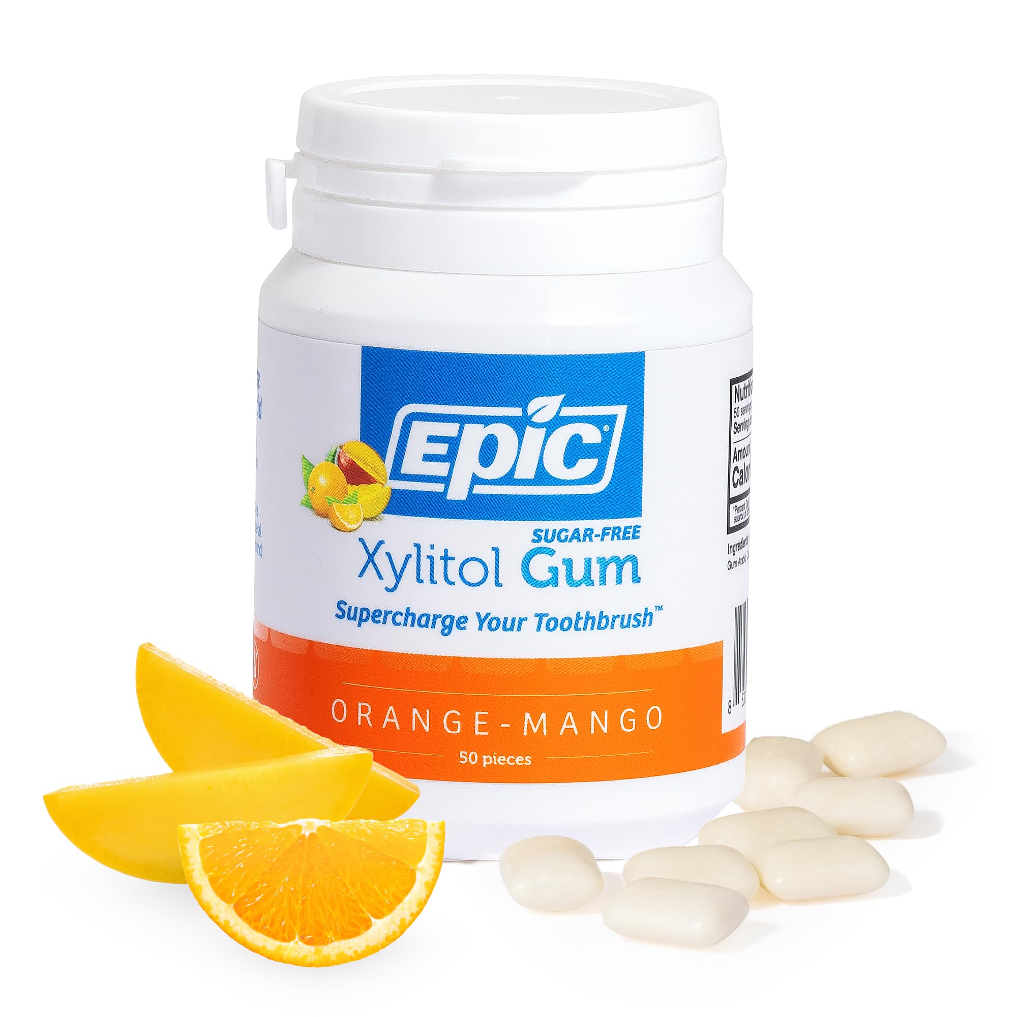 Epic Orange Mango gum pack showing bright citrus scent for fresh breath