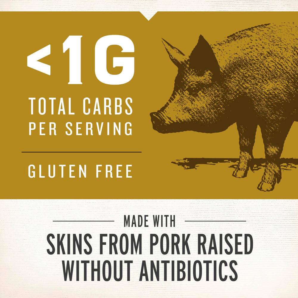 Closeup of seasoned EPIC pork rinds high-protein keto-friendly snack.