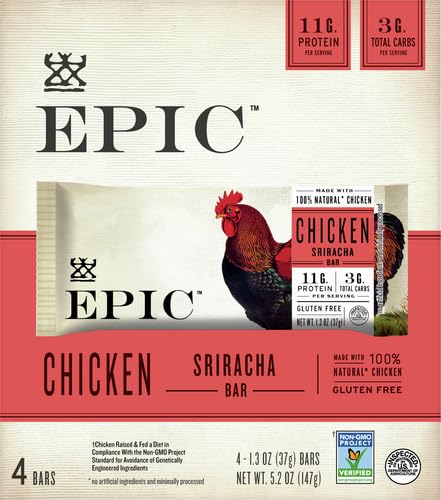EPIC Sriracha Chicken Bar gluten-free badge shown