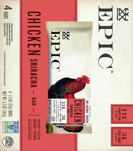 EPIC Sriracha Chicken Bar Non-GMO badge with verified ingredients