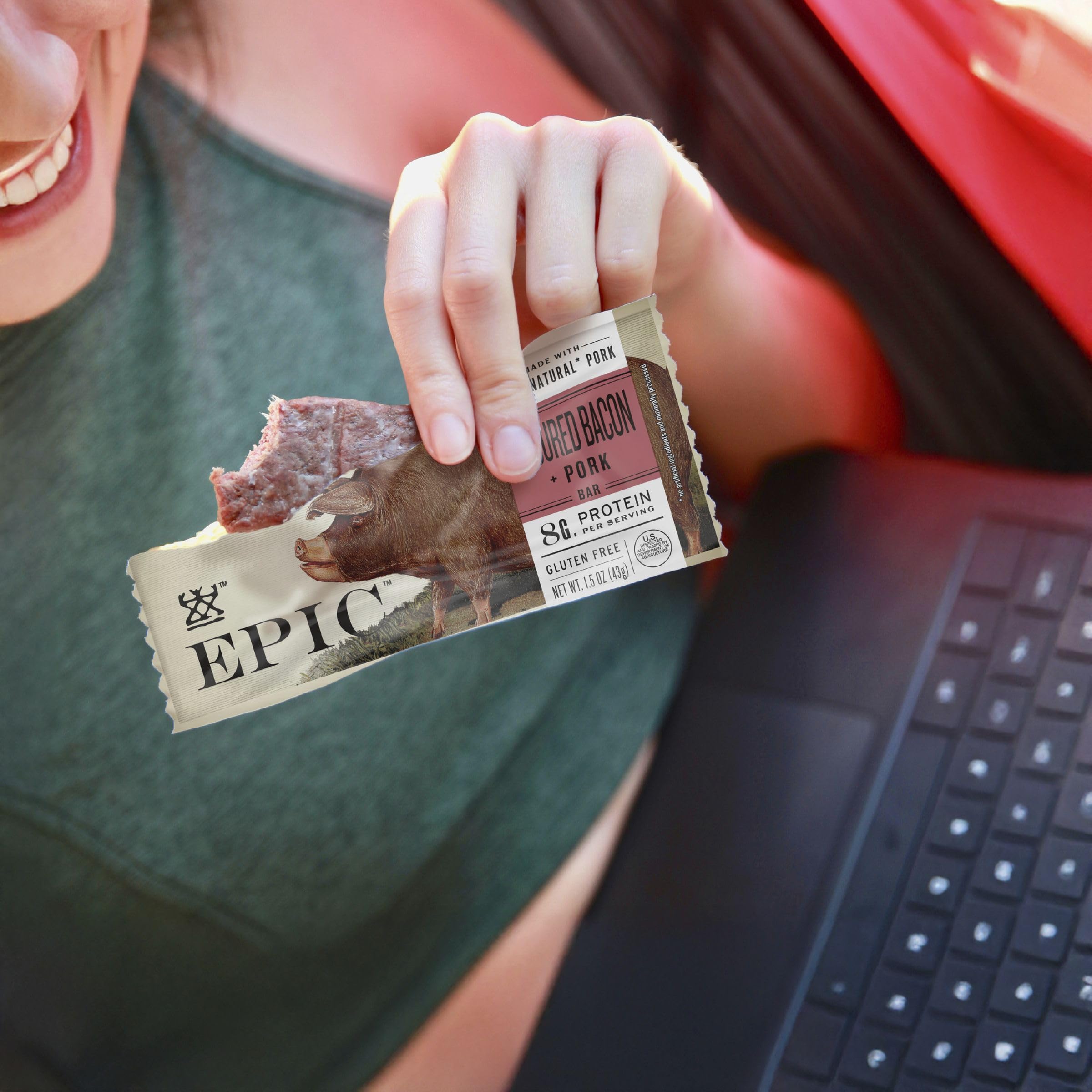 Epic Uncured Bacon Bar on-the-go fits workouts and travel.