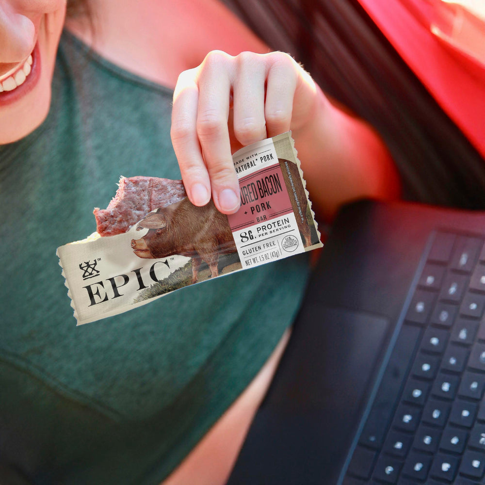 Epic Uncured Bacon Bar on-the-go fits workouts and travel.