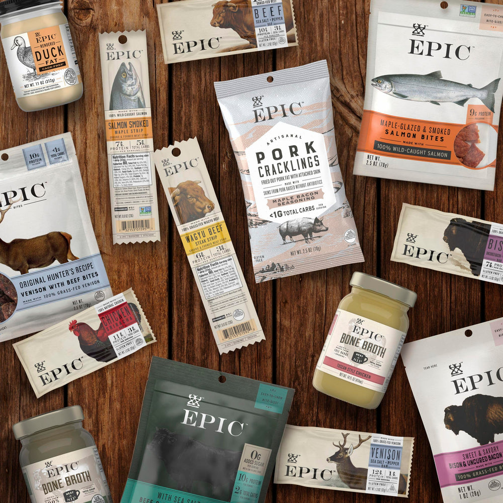 Epic Uncured Bacon Bar texture close-up shows bite-friendly crispness.