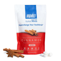 Epic Cinnamon xylitol mints bulk packaging shows a 1000-count box for on-the-go freshness.
