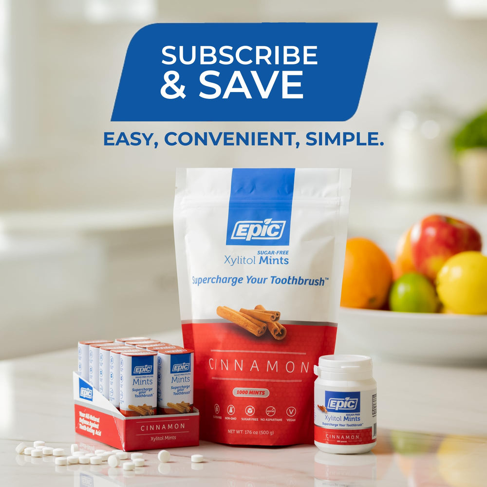 Epic Xylitol Mints Cinnamon travel-friendly pack for on-the-go freshness
