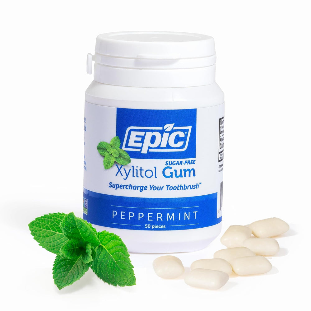 Epic Xylitol Peppermint Gum pack for fresh breath and sugar-free chewing.