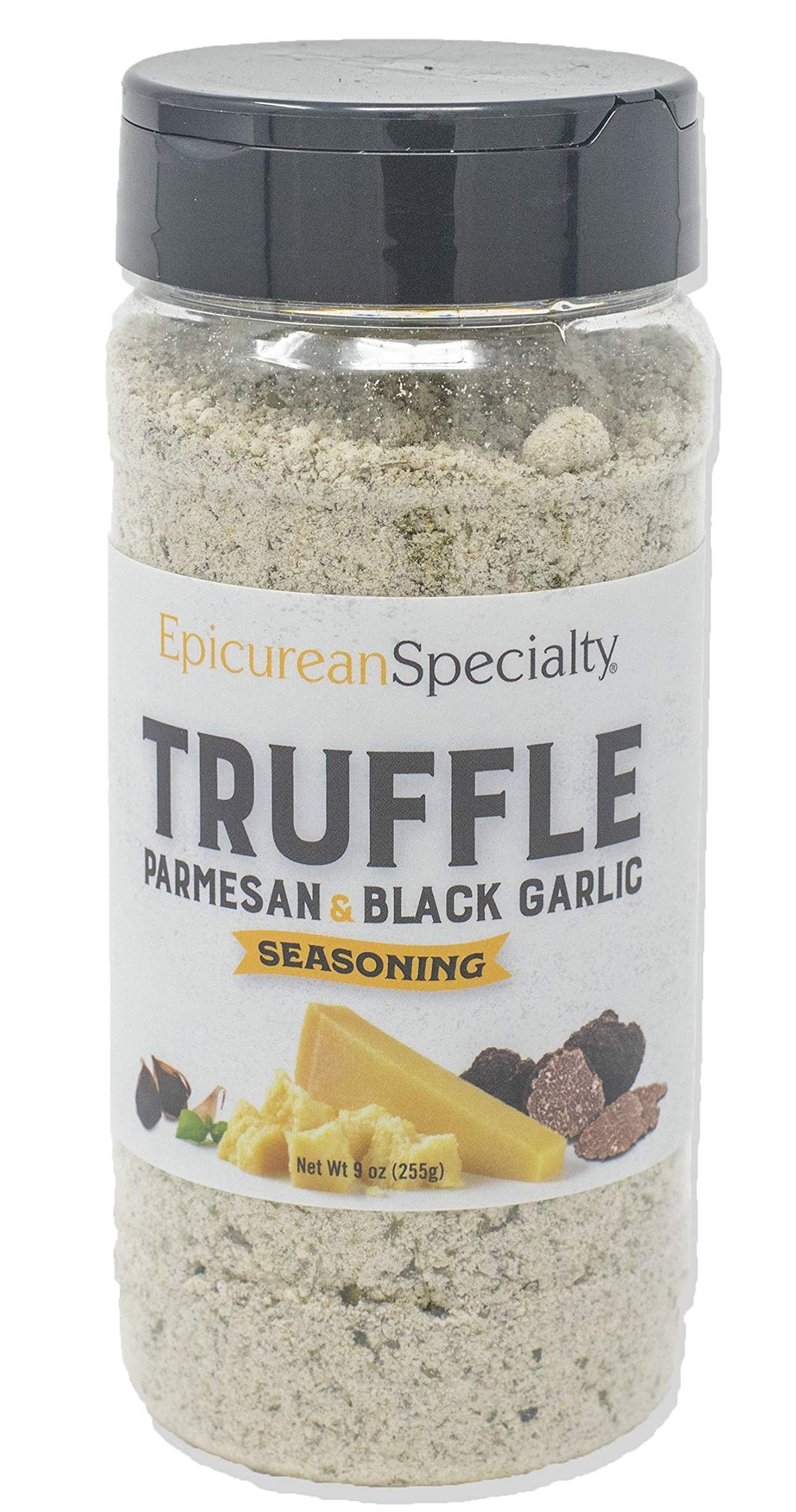 Epicurean Specialty truffle seasoning bottle with rich aroma for savory dishes.
