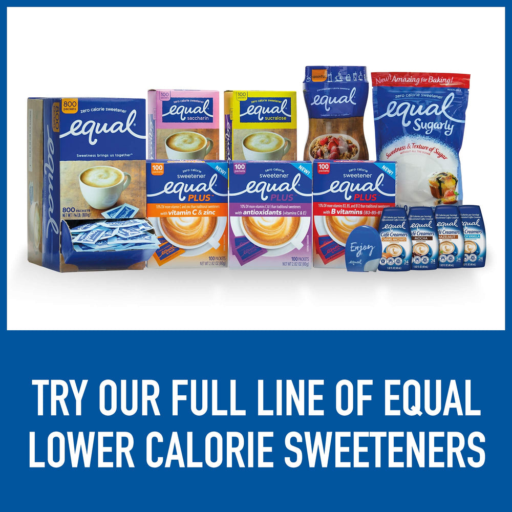 Close-up of Equal branding on sweetener packaging