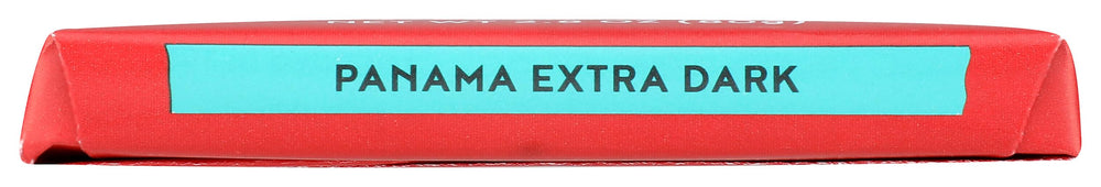 Label on Equal Exchange Organic Panama Extra Dark chocolate showcasing organic certification