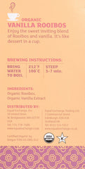 Equal Exchange Vanilla Rooibos Tea in cup with steam and cozy aroma.