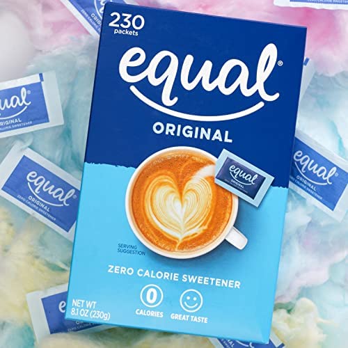 Equal sugar packets baking use for light recipe sweetness.
