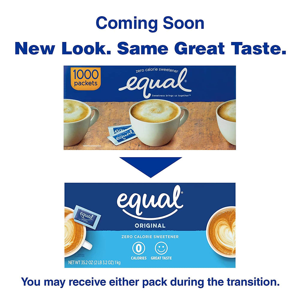 Equal Sugar Packets pour-ready sachets enable precise cup sweetness.