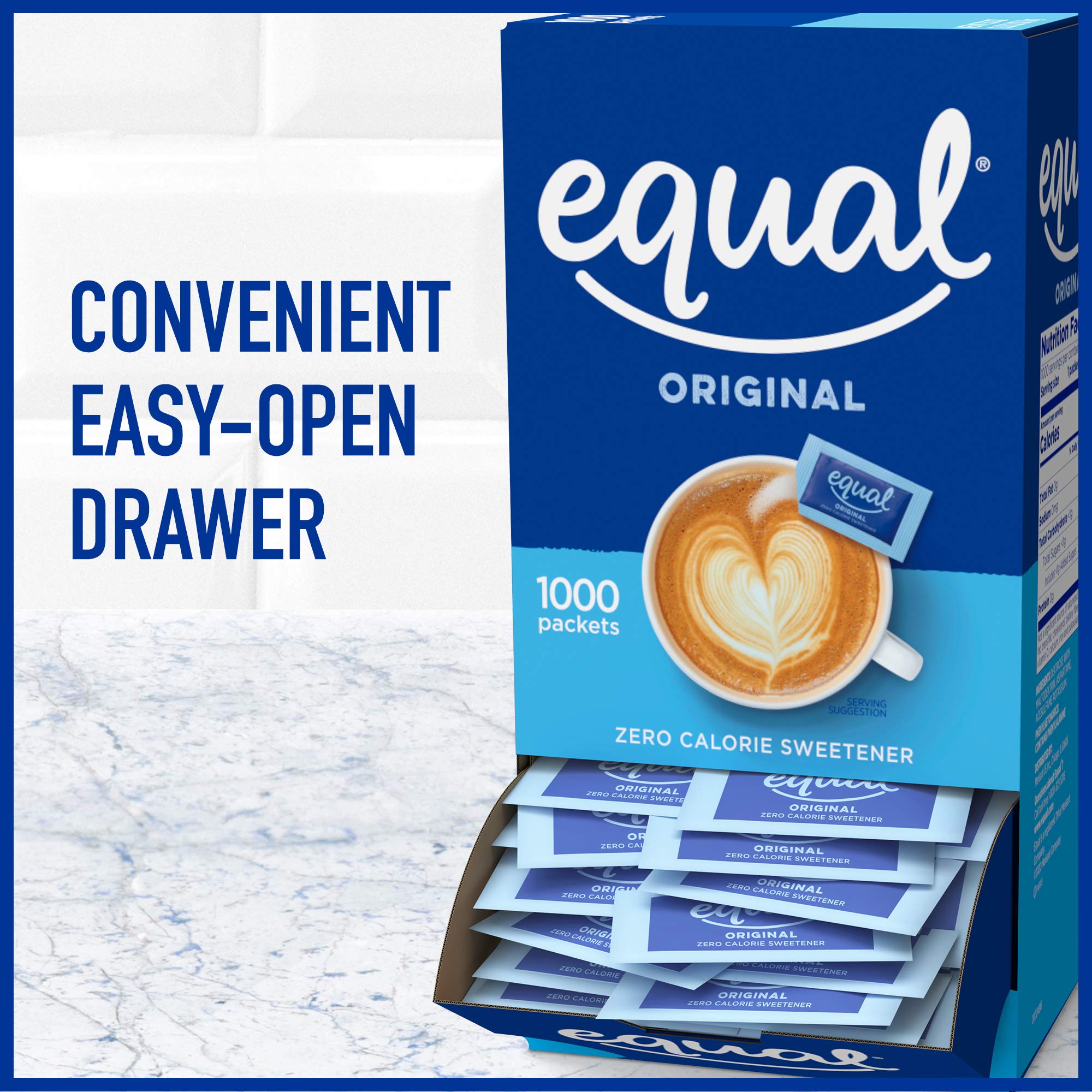 Equal zero-calorie coffee application, enhances cup without adding calories