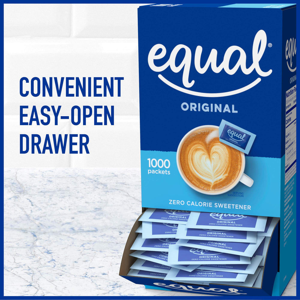 Equal zero-calorie coffee application, enhances cup without adding calories