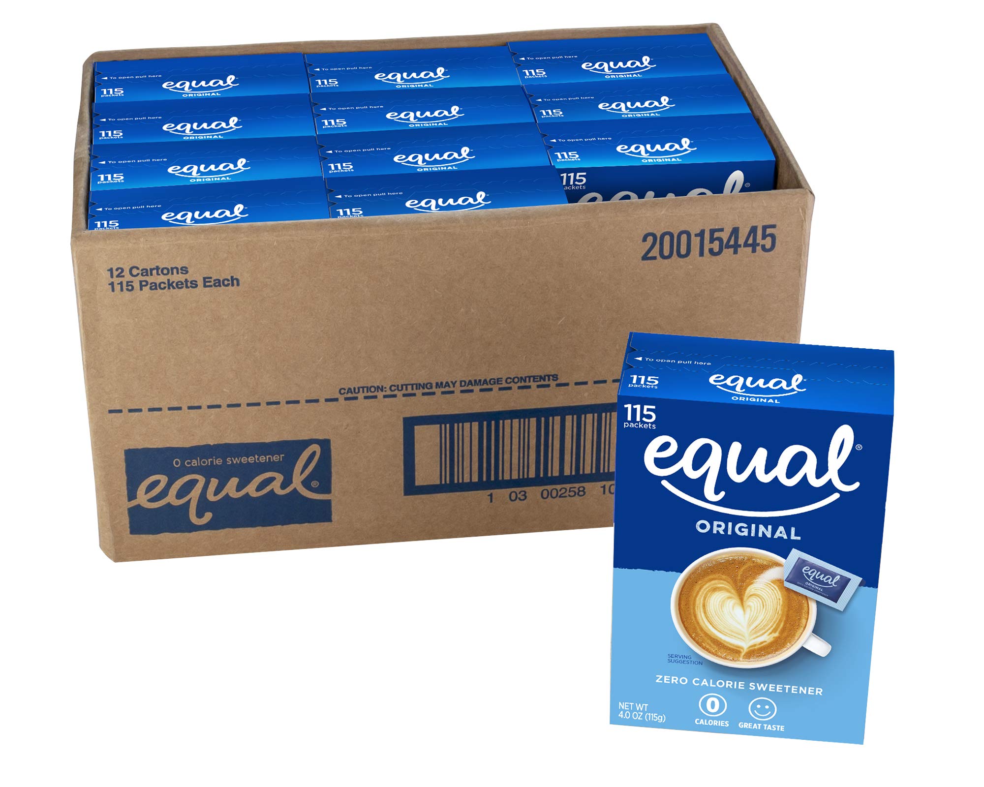Equal 0 Calorie Sweetener packets beside coffee for a zero-calorie flavor boost.