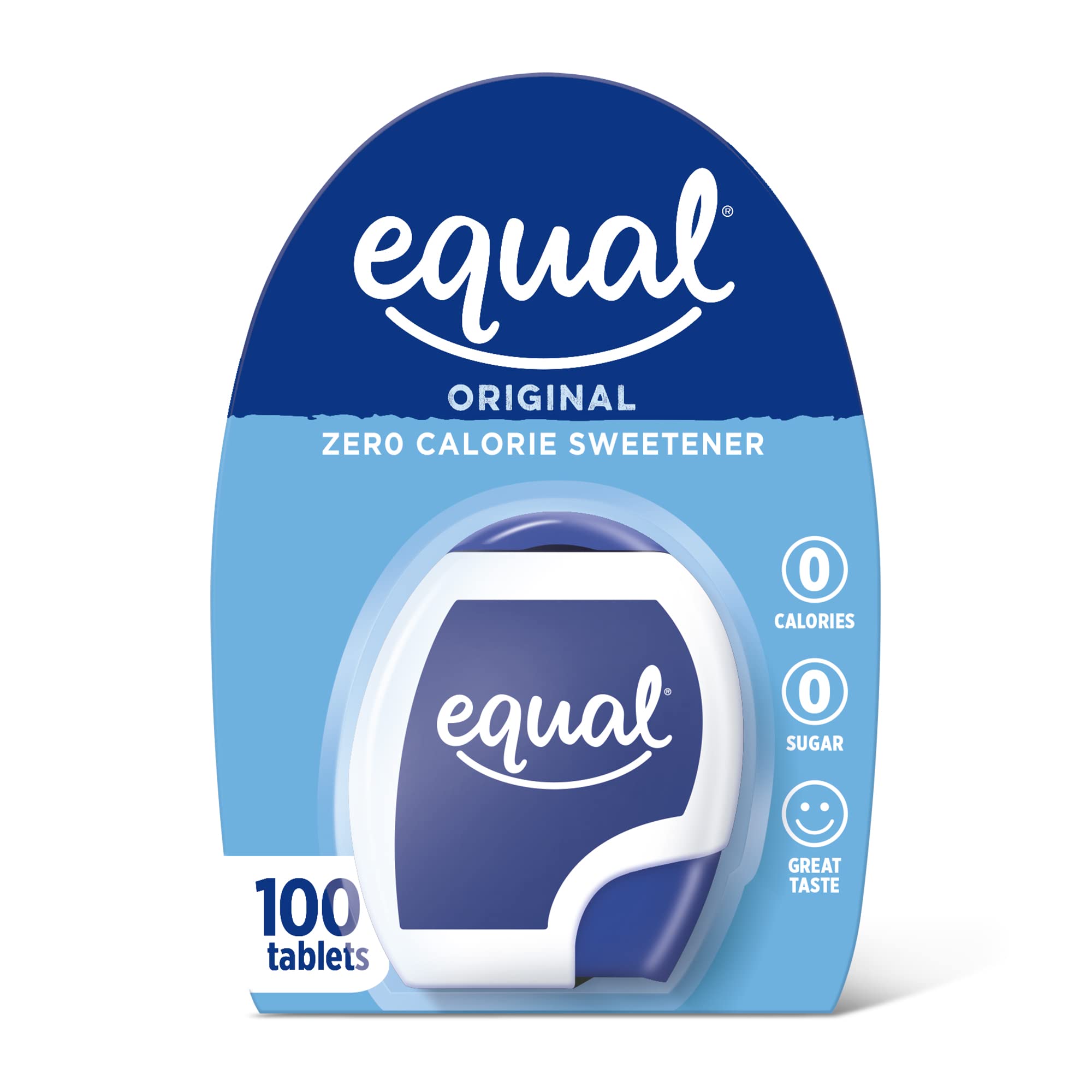 Equal zero-calorie tablets beside a steaming coffee cup for quick, guilt-free sweetness.