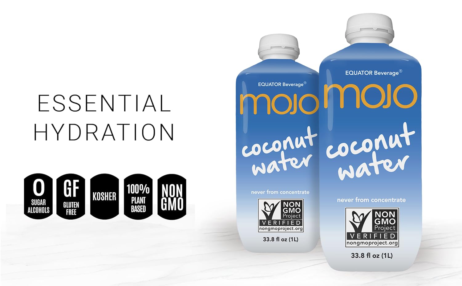 MOJO Coconut Water ingredients panel emphasizing vitamins B and C
