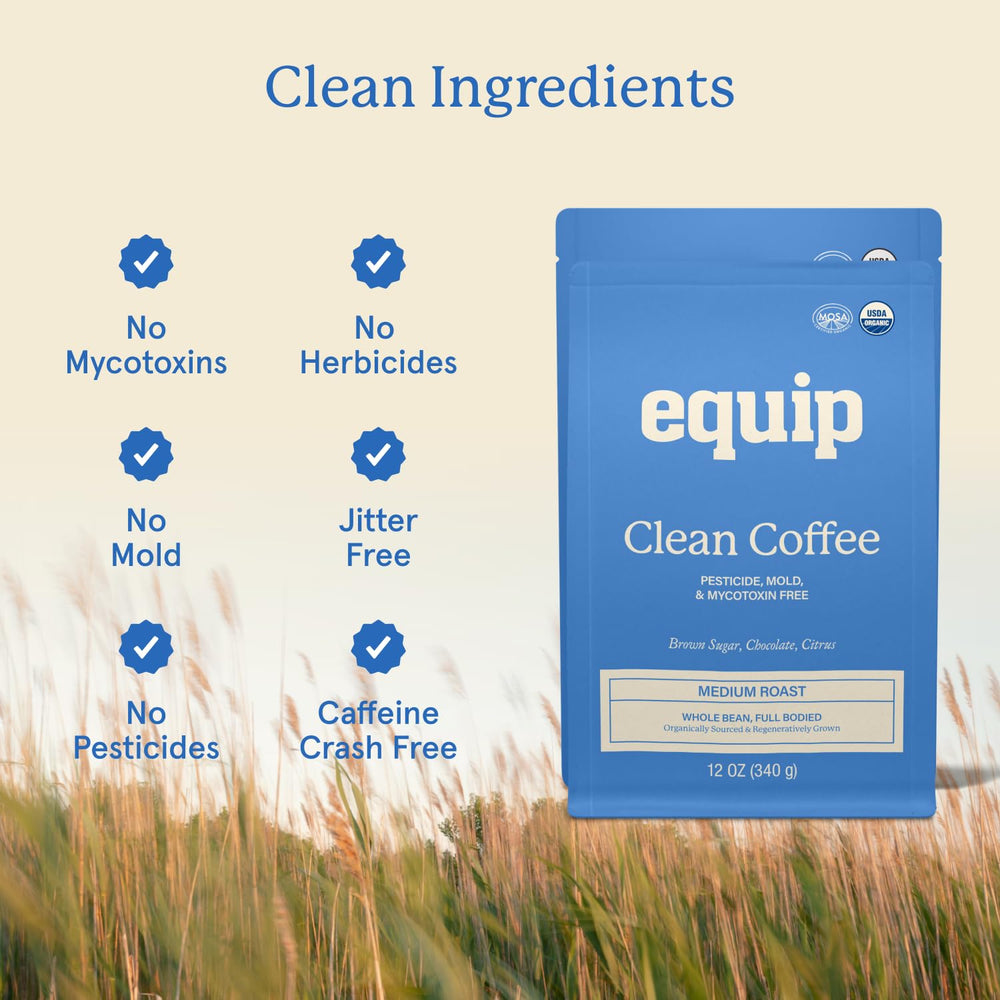 Equip Clean Coffee paired with protein mix for a protein-forward breakfast.