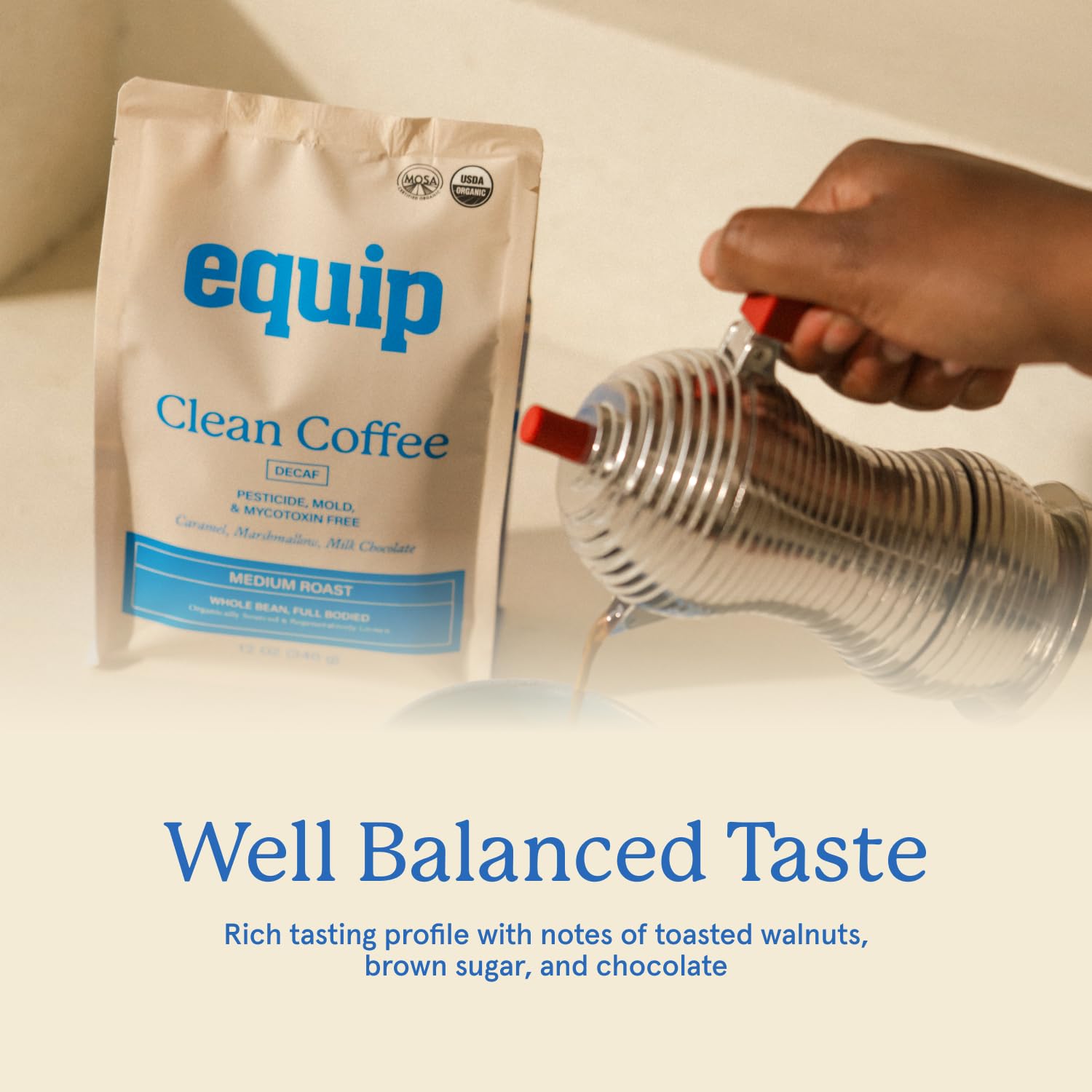 Equip medium roast whole beans showcase a balanced flavor and versatile usage