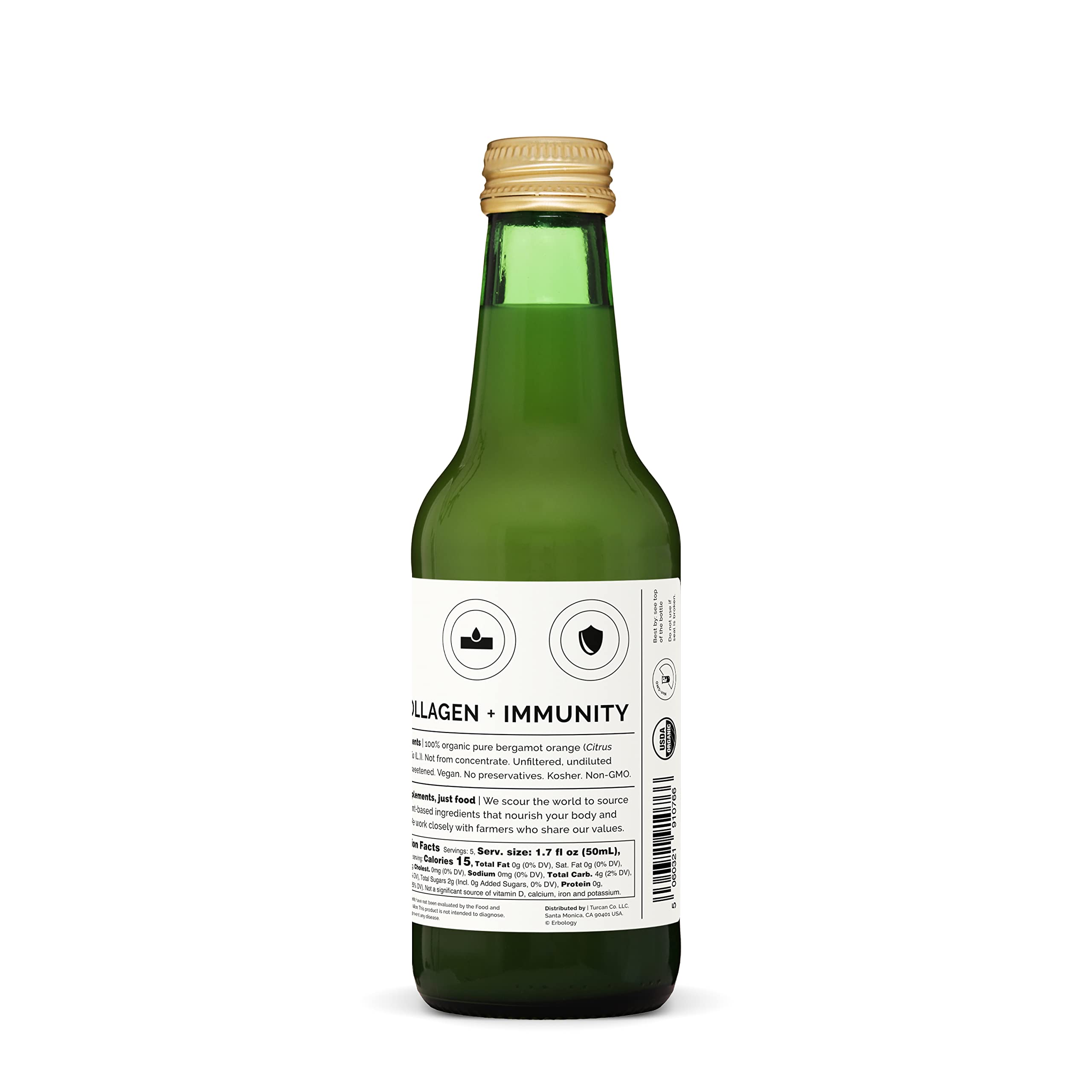 Erbology bergamot juice recyclable glass bottle conveys sustainable packaging