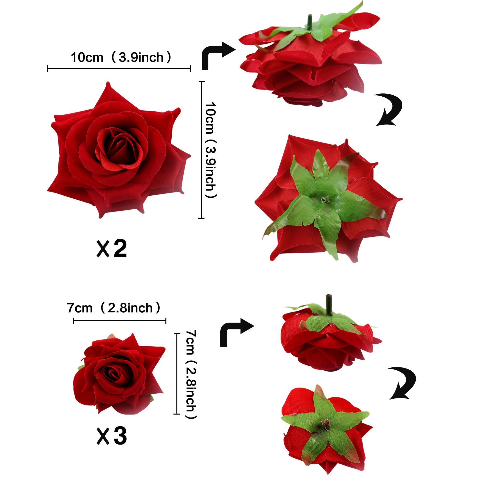 Ercadio artificial rose decorations provide reusable, eye-catching cupcake embellishments.
