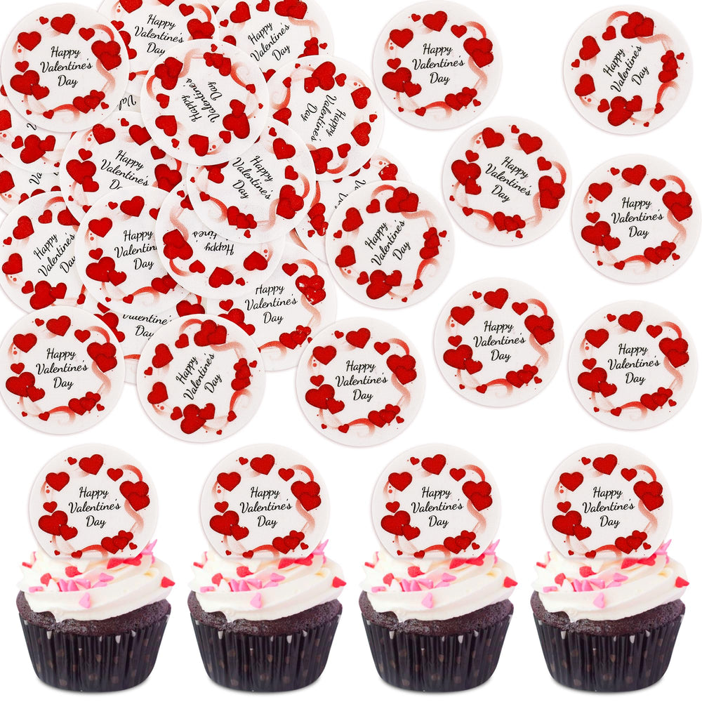Ercadio edible Valentine heart toppers decorate cupcakes and desserts.