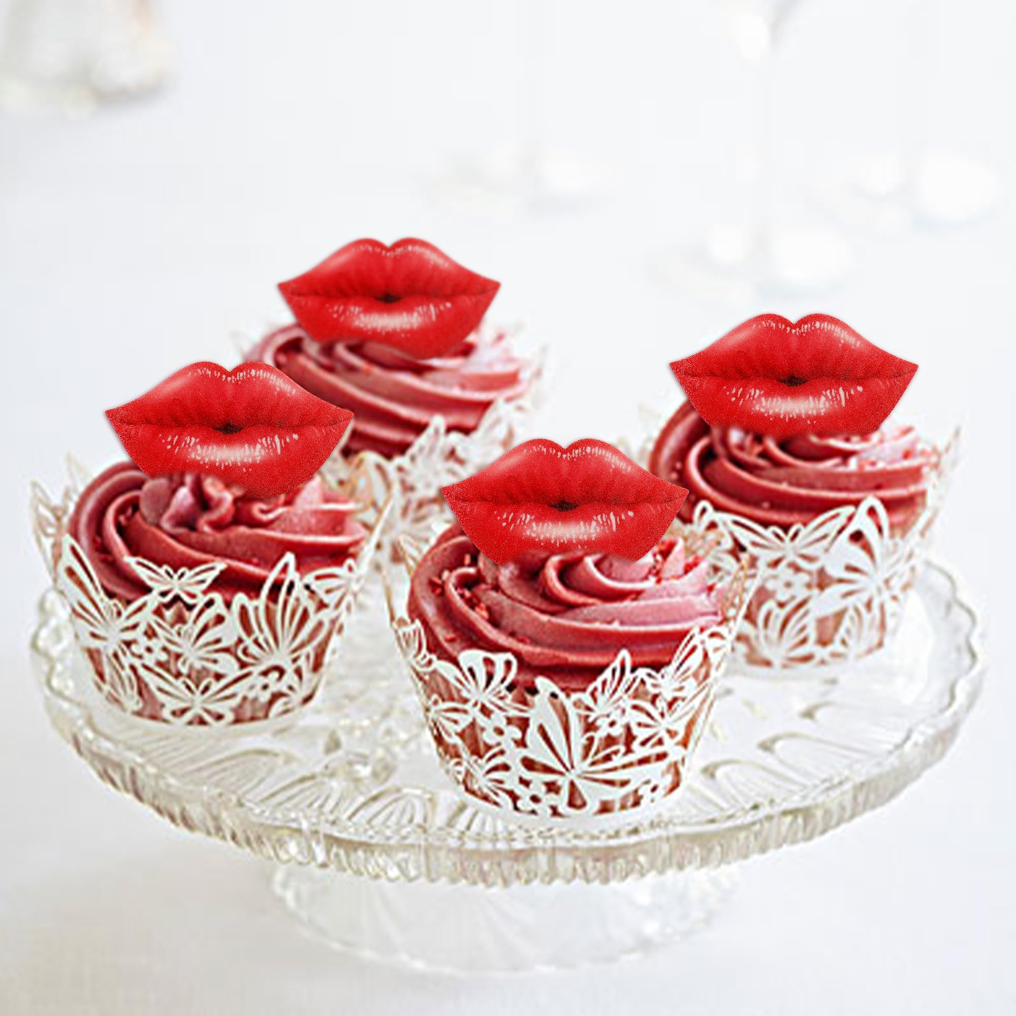 Ercadio Valentine cake decorations featuring red lips for party-ready desserts