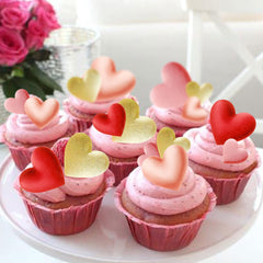 Ercadio valentines cake decorations in red and gold for celebrations