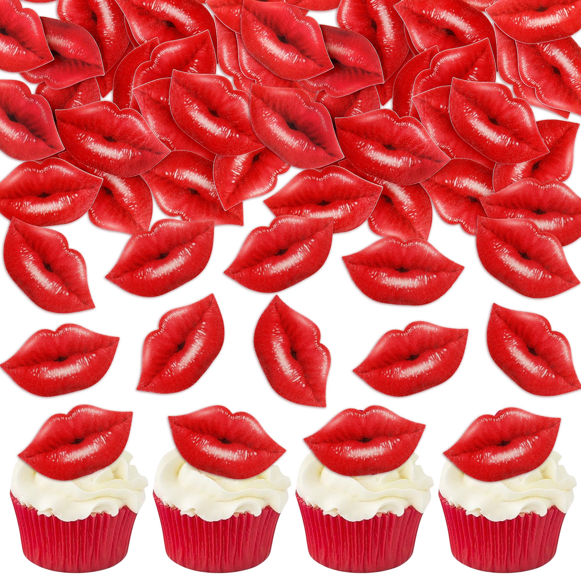 Ercadio 40-pack edible cupcake toppers ideal for romantic celebrations
