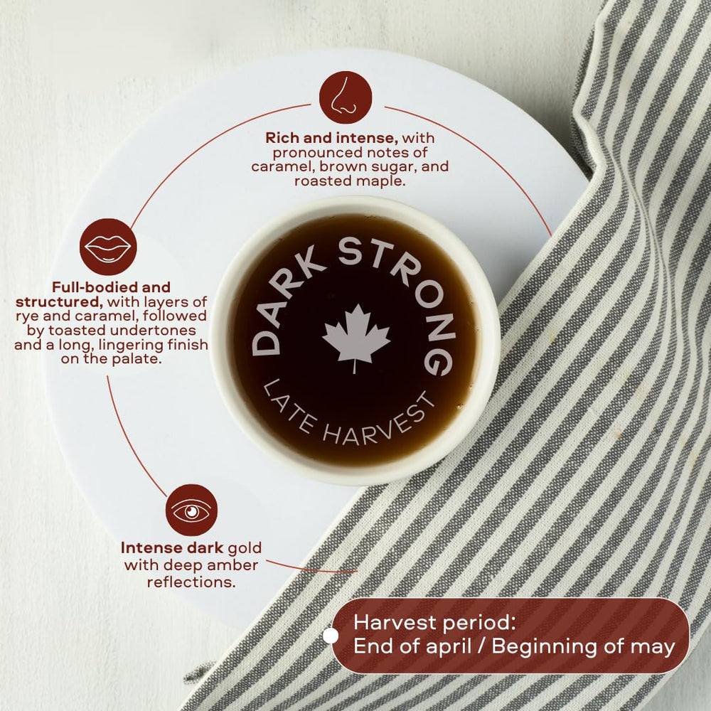 Escuminac Late Harvest maple syrup pouring for drizzles
