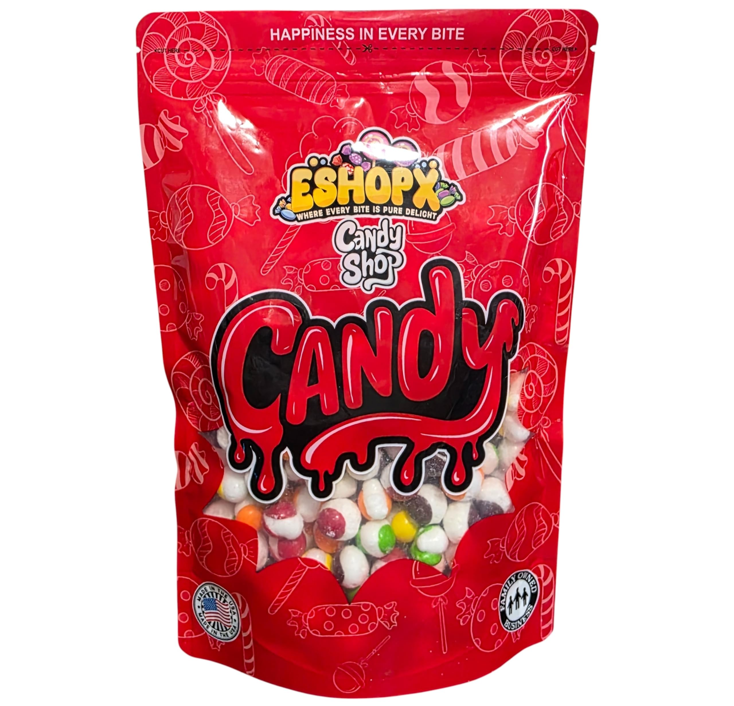 EShopX Freeze Dried Rainbow Candy packaging shows freshness and resealability for on-the-go snacking.